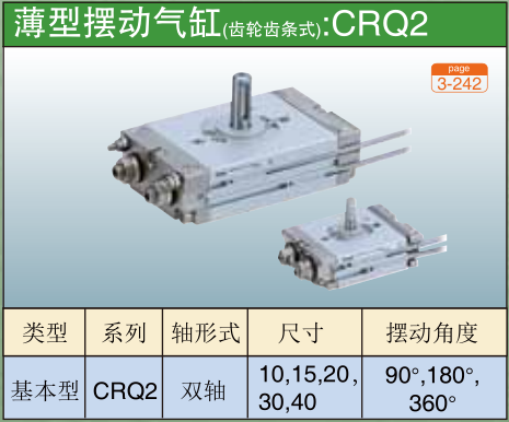 薄型摆动气缸 (齿轮齿条式) :CRQ2
