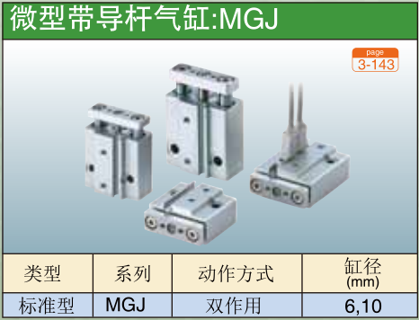 微型带导杆气缸:MGJ