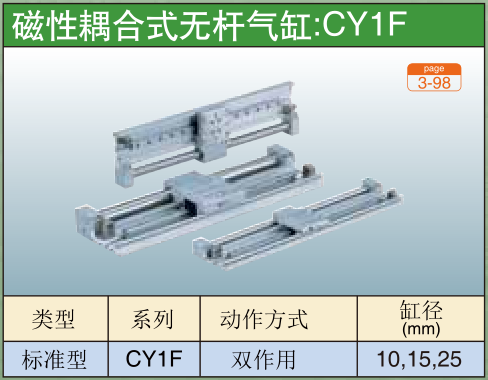 磁性耦合式无杆气缸:CY1F