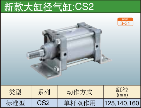 新款大缸径气缸:CS2