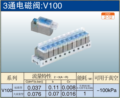 3通电磁阀:V100