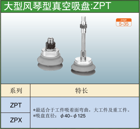 大型风琴型真空吸盘:ZPT