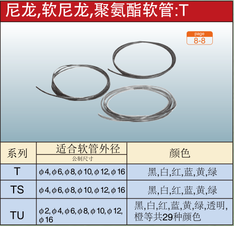 尼龙,软尼龙,聚氨酯软管:T