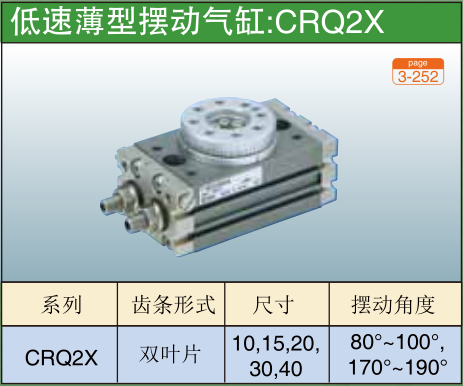 低速薄型摆动气缸:CRQ2X